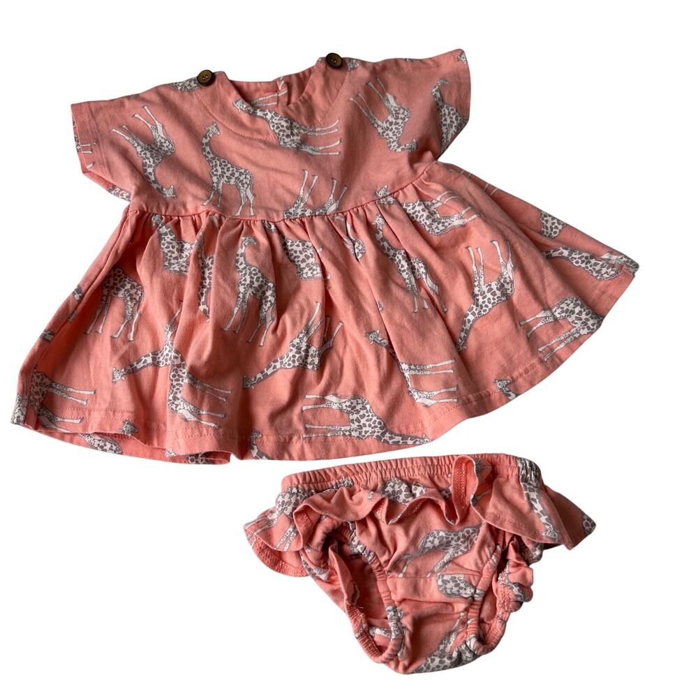 Jessica Simpson Pink Giraffe Dress Set - 3-6 Months